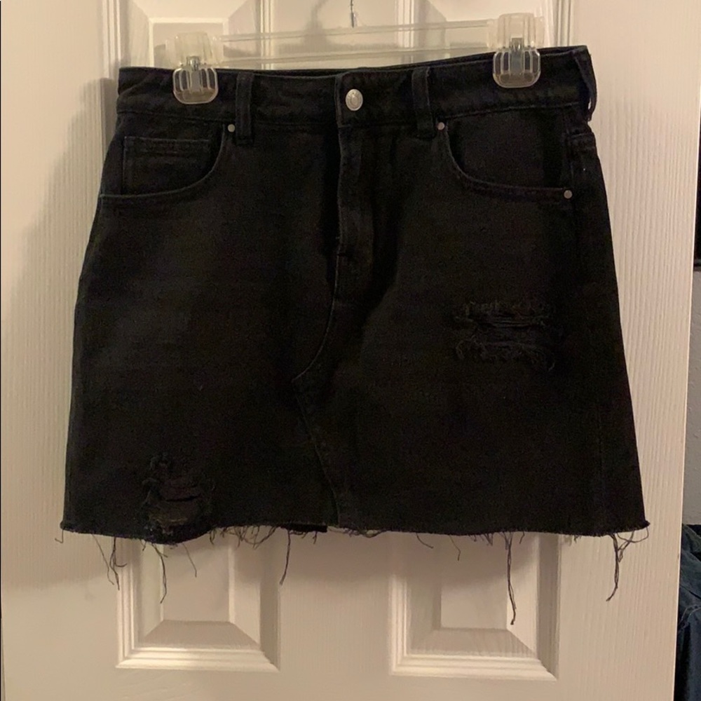 Black Jean Mini Skirt